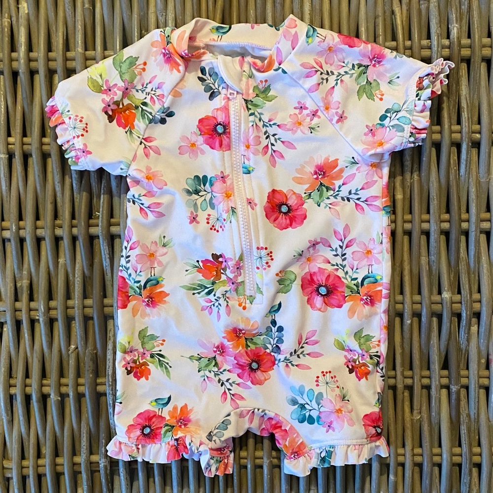 Little Me infant floral rash guard swimsuit